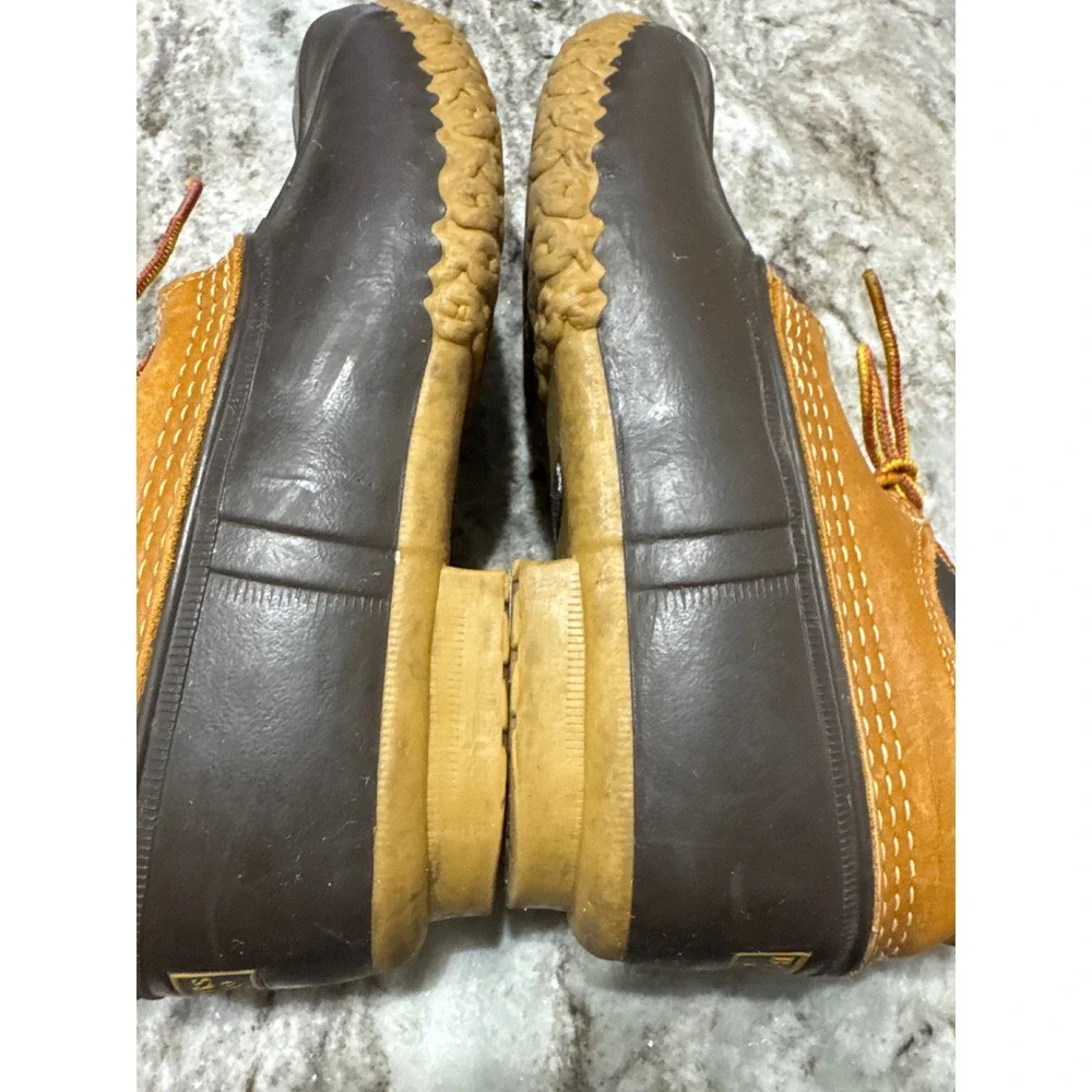 L.L.Bean Men's Bean Boots,‎ Gumshoes in tan leather and brown rubber Size 9